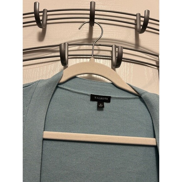 Talbots Open Cropped Cardigan Sweater Light Blue Women’s Small Scalloped Shrug - Picture 3 of 14